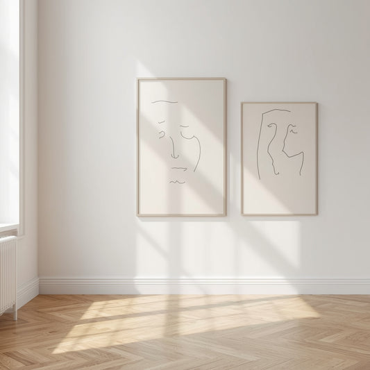 Abstract One Line Faces – 10 Minimalist Digital Wall Art Prints (PDF Download)