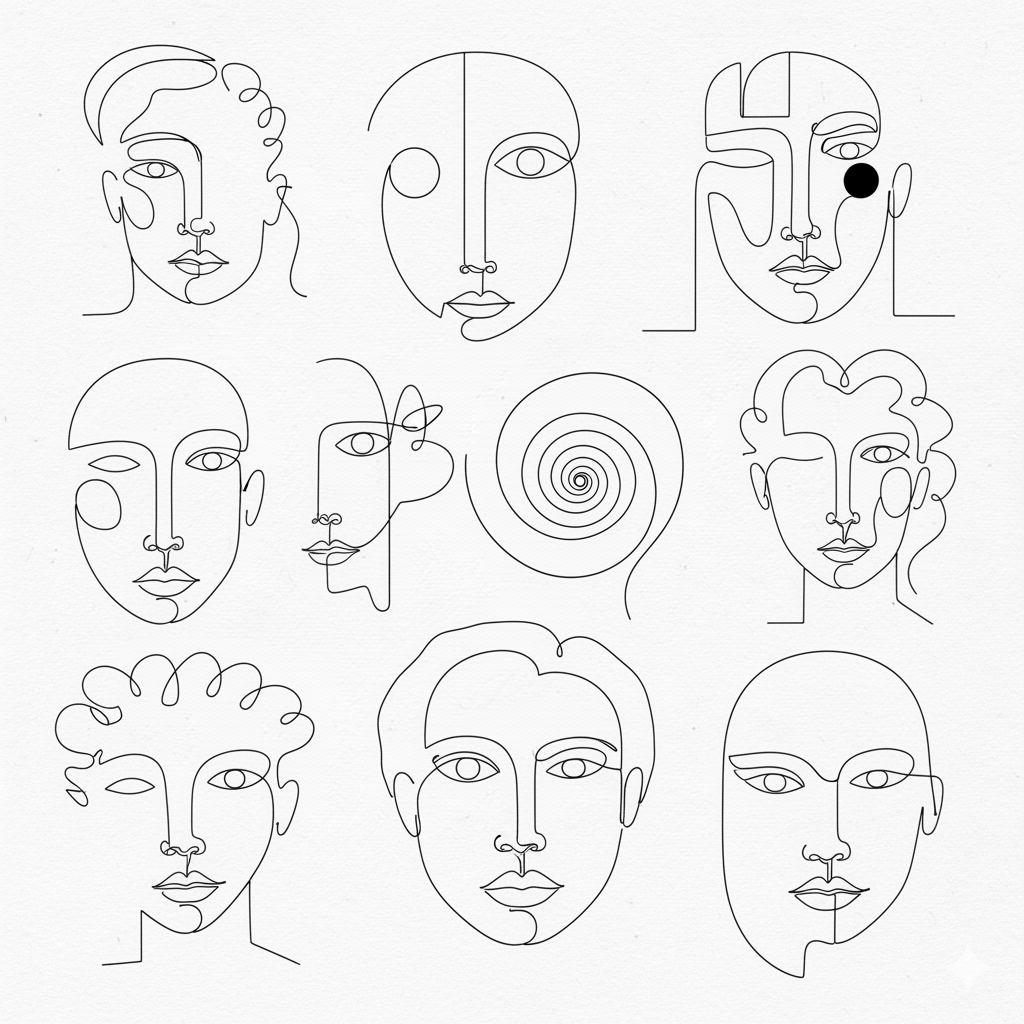 Minimalist Line Art Wall Poster Bundle – 6 Elegant Digital Prints (PDF)