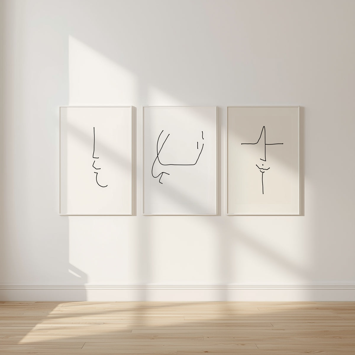 Elegant Line Faces Collection – 4 Minimalist Wall Art Prints (Digital Download, PDF)